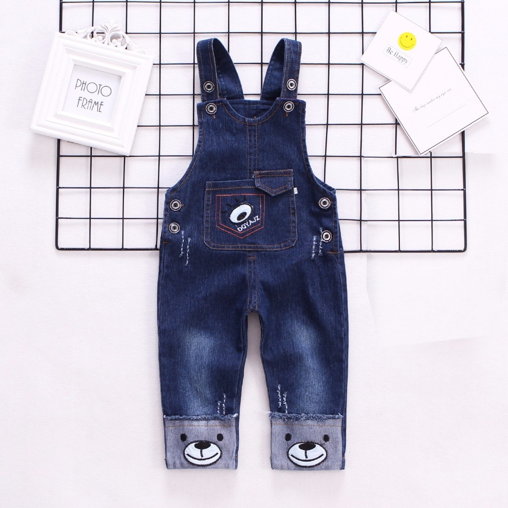 IENENS Infant Boy&#39;s Jeans Overalls Baby Cartoon Dungarees Toddler Long Pants Kids Boy Denim Jumpsuit Clothes Clothing Trousers