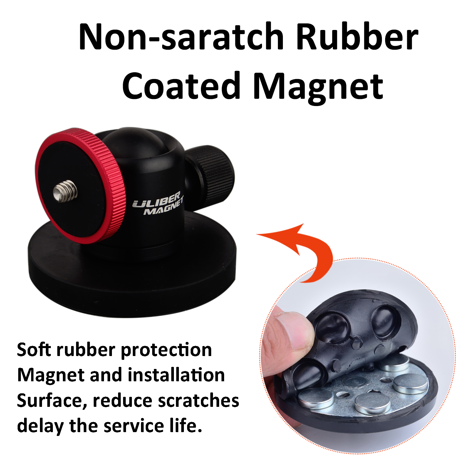66Mm Magneet Met Rubber 1/4 Inch Schroef Magnetische Camera Mount Stand Voet Nootle Mini Bal Hoofd Zware Metalen hecht Aan Ijzer