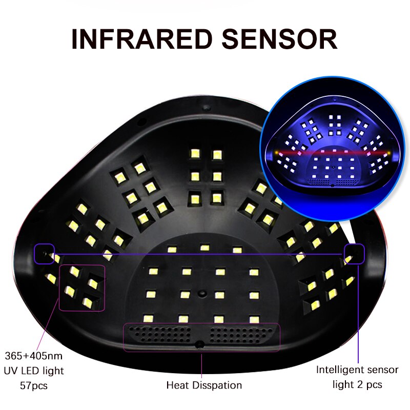 256W UV-LED-Nagellampe zum Trocknen von Nägeln Trockner-Gelpoliermittel mit Bewegungserkennung Professionelle UV-Lampe für Manikübetreffend-Salon-Trockner-Werkzeuge