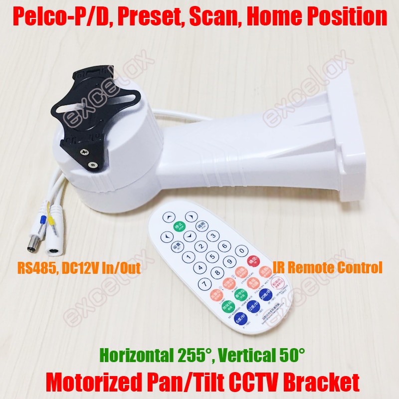 Remote Control Motorized Auto Pan Tilt Scanner Security CCTV Camera Bracket RS485 PTZ Horizontal Vertical Rotation Waterproof