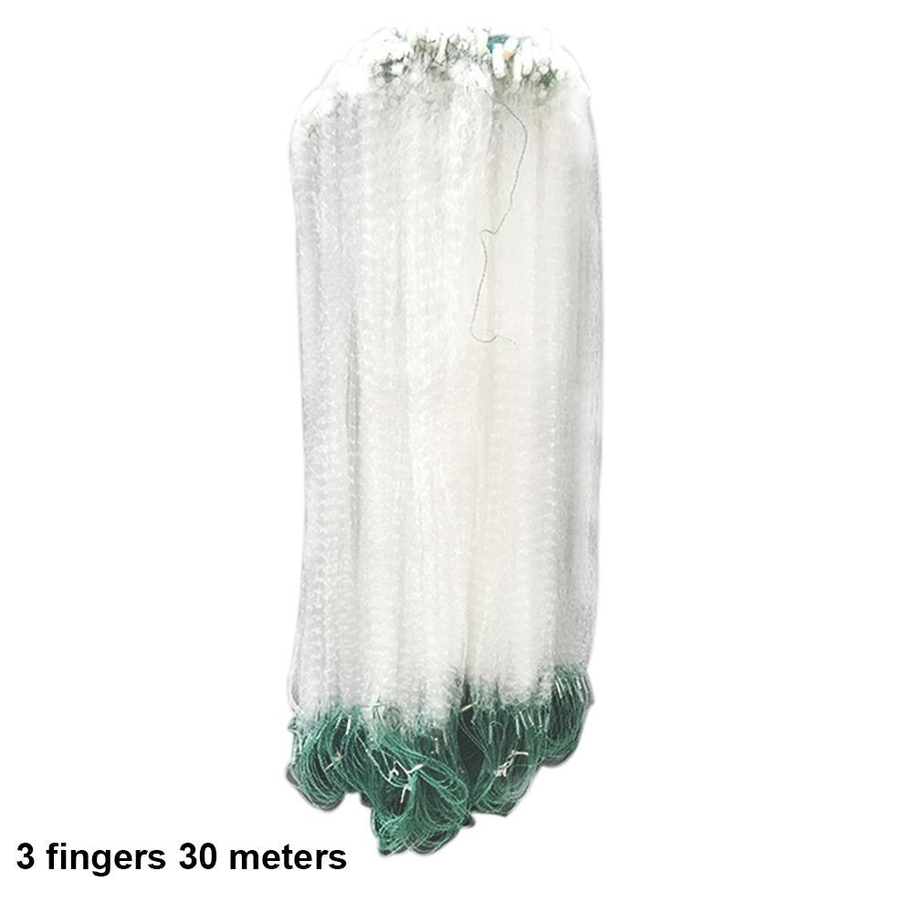 30m fiskenett garn fangst fisk fiske gjelle garn nylon synkegarn netting agn felle med bly søkke saltvann ferskvannsfiske: 3 fingre 30m