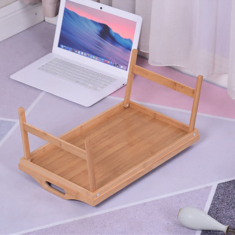 Upgrade Thickening Bamboo Folding Laptop Table Adjustable Gaming and Study Computer Desk Picnic Table Breakfast Tray