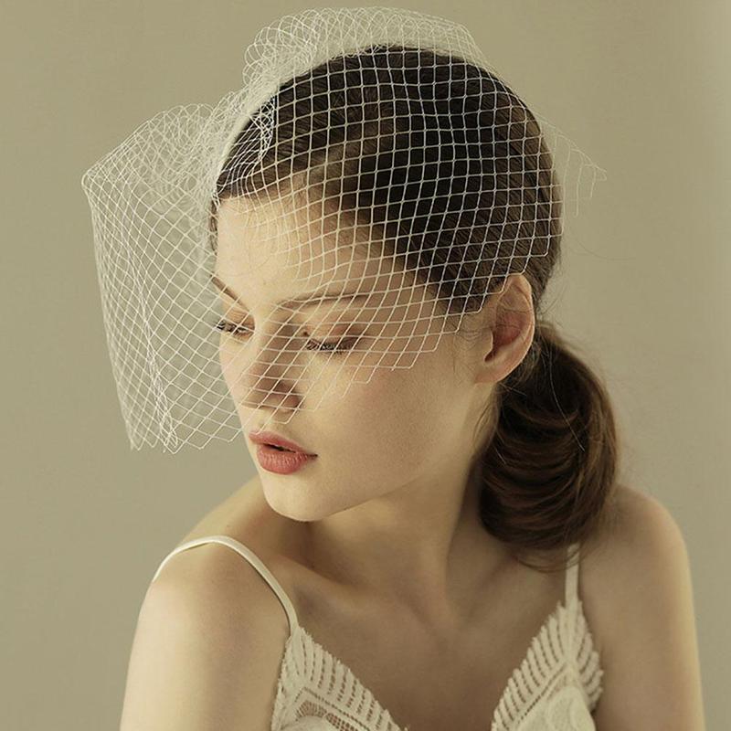 Vintage Simple Bridal Net Birdcage Veils Black Polka Dot Big Mesh Hairpin Brooch Headdress Fascinator Face Veils With Comb