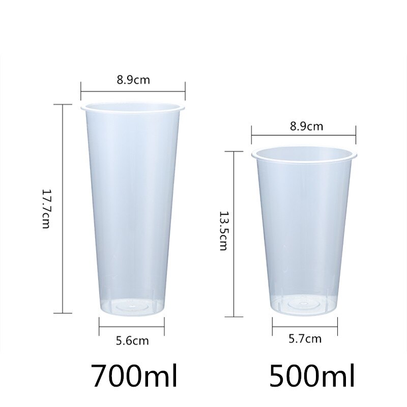 50pcs transparent disposable cups 360ml 500ml cold drink thick plastic cups birthday party favors cup with lid