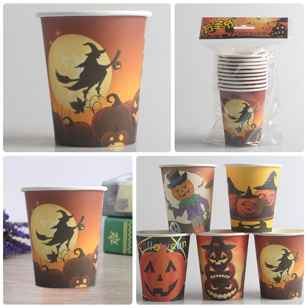20Pcs Paper Cups Halloween Disposable Drinking Cups Party Paper Supplies