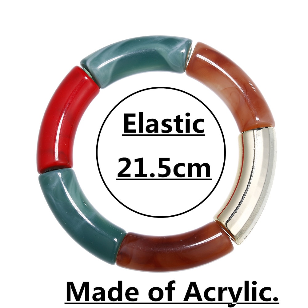 Visschaap goudkleurige acryl armbanden en bangles voor vrouwen hars stretch gebogen kralen buis bedel armband sieraden