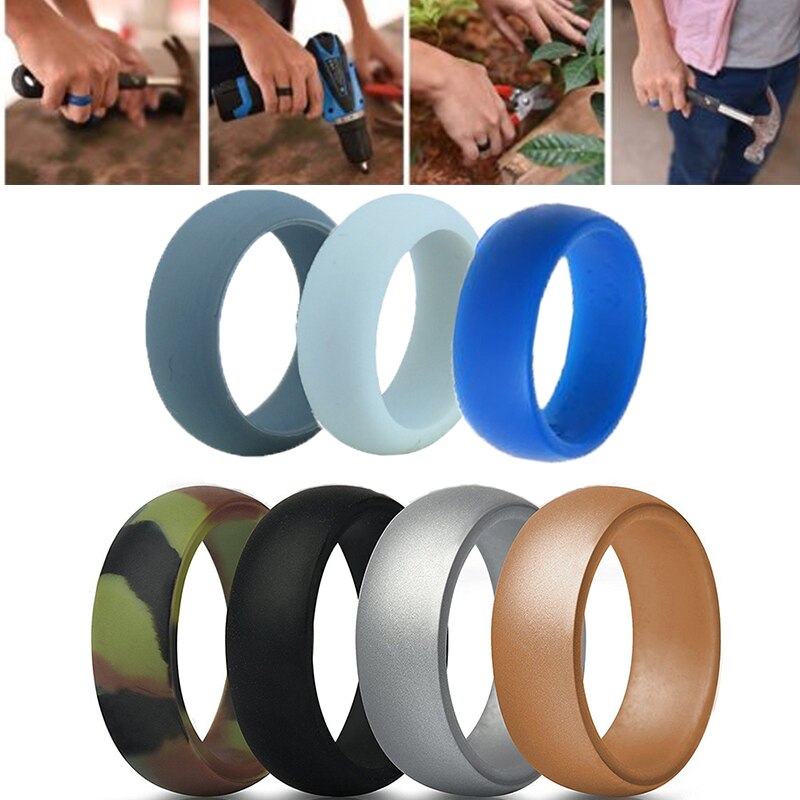 7Pcs Rubber Siliconen Vinger Ring Flexibele Hypoallergeen Wedding Engagement Ring Creatieve Eenvoudige Mode Paar Accessoires