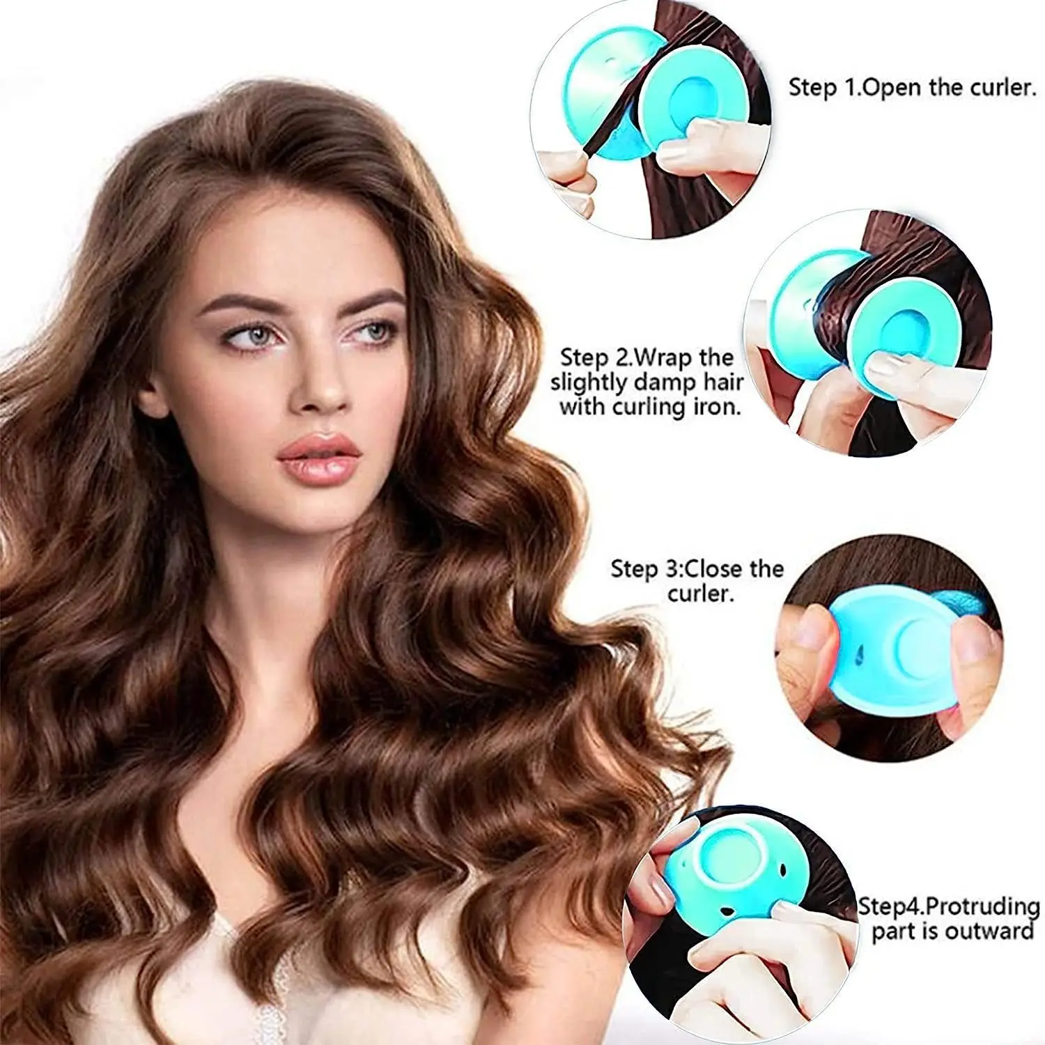 10Pcs Soft Rubber Hair Curlers Silicone Heatless Hair Rollers Clips No Hurt Hair Rollers Hairdressing DIY Hair Styling Tools