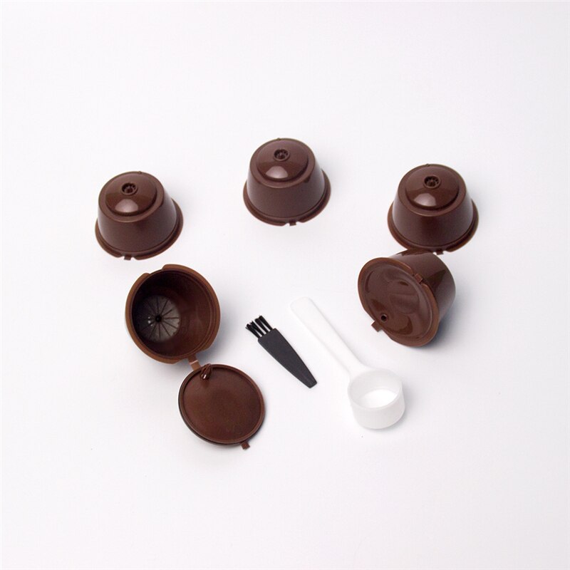 Dolce Gusto Nescafe Capsule de café | Accessoires de cuisine, en plastique, rechargeable, réutilisable pour Dolce Gusto Nescafe Capsule filtrante, outils de cuisine: Brown-5PC