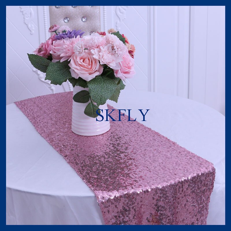RU009G goede party bruiloft glitter rose roze pailletten tafelloper