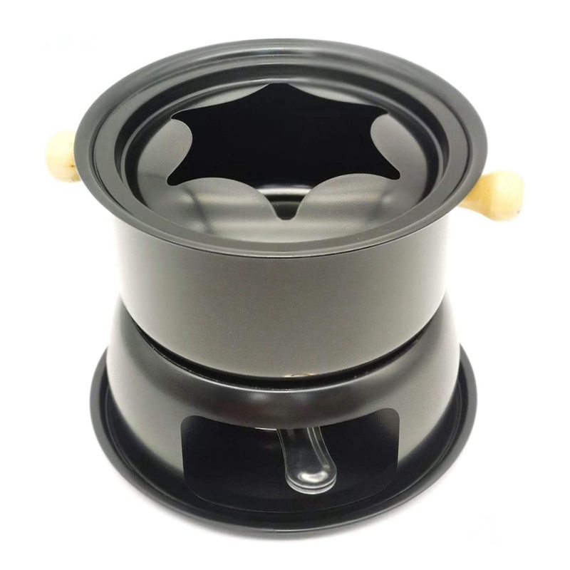 Mini Stainless Steel Fondue Pot Set Cheese Chocolate Fondue 6 Dipping Forks and Removable Pot Melts Candy Sauce Dip