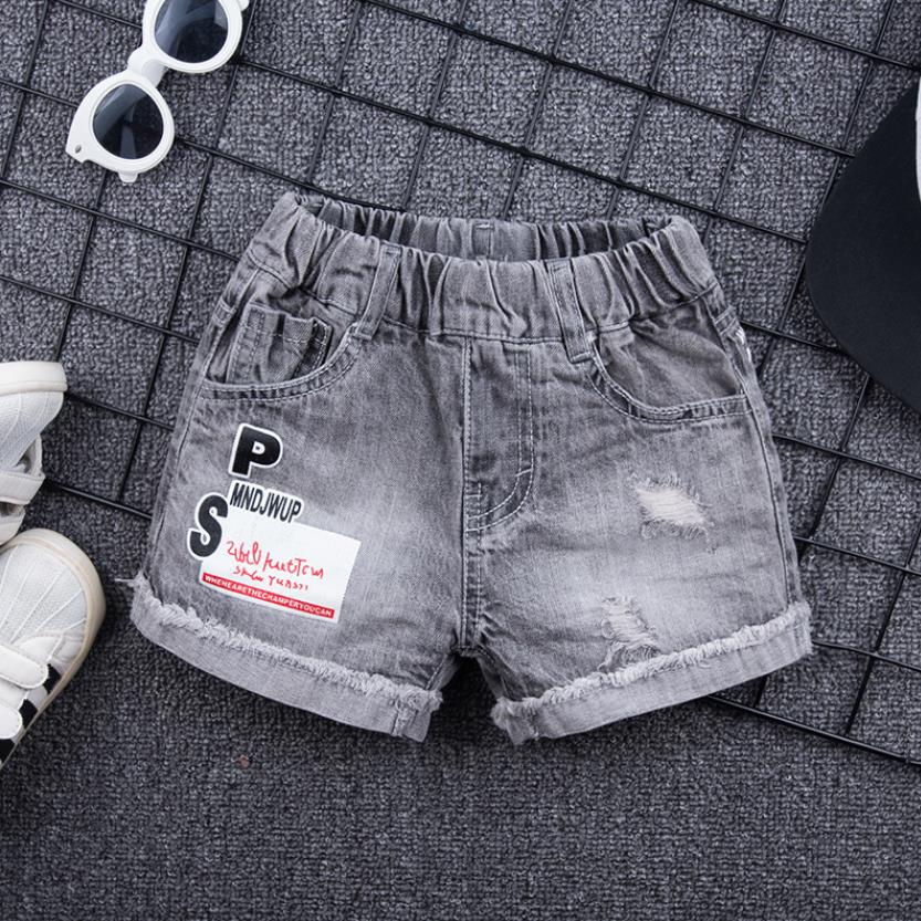 Jungen Jeans Shorts Sommer Neue Baby Jungen Kleidung Denim Shorts Kinder Casual Lose Löcher Heißer Hosen Jugendliche Jean shorts y2900: black / 10T