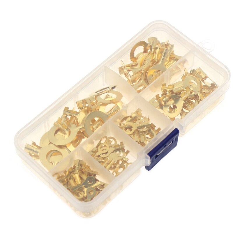 -150 Pcs Cable Ring Terminal Ring Cable Lugs Copper Lugs Ring Terminals Connectors Brass Crimp Cable Wire Terminals