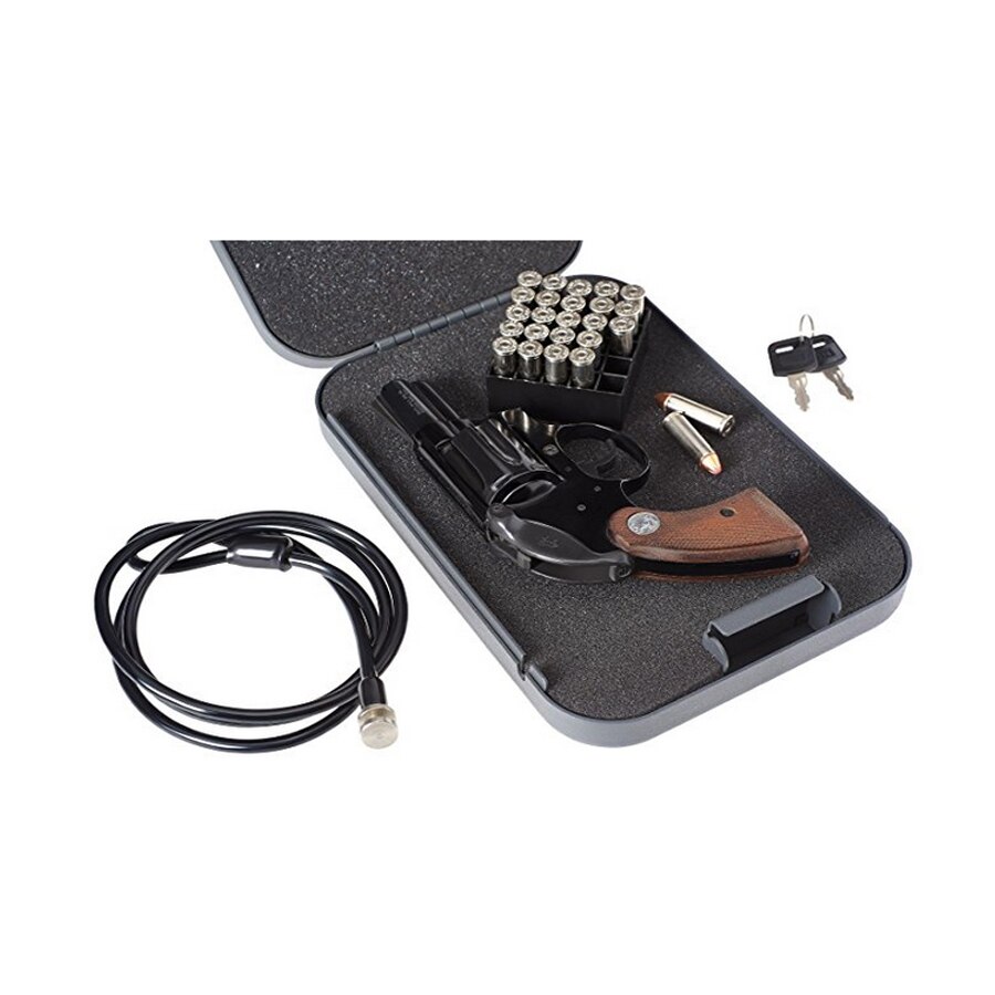 Gun safe lock box with security cable and mechanical lock