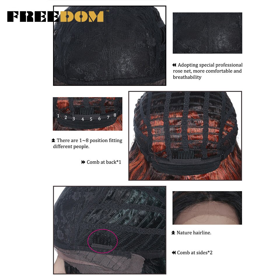 Vrijheid Womens Synthetisch Haar Pruiken 12 Inch Blonde Pruik Korte Rechte Haar Pruik Hittebestendige Rode Kleur