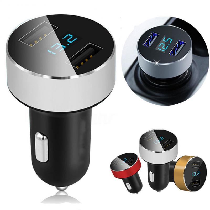 3.1A LED Display Dual USB Car Charger Universal Mobile Phone Aluminum Car-Charger for Xiaomi Samsung iPhone Tablet PC Laptop