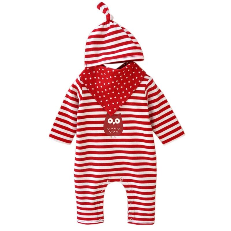 Sommer babyhue i ren bomuld og spythåndklæde jumpsuit 3 sæt
