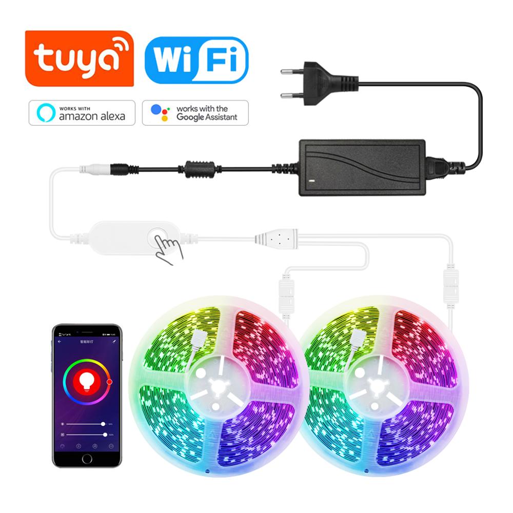 Tuya led smart hemlampa smart lampa wifi stripbelysning smart life app arbeta med alexa och google home assistant 10m 20m 30m