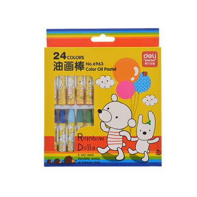 , lápiz Deli stick 18/24/36, pintura al óleo en colores Pastel, crayones, suministros de pintura, ceras para niños, estudiantes de Bellas Artes: 24 color