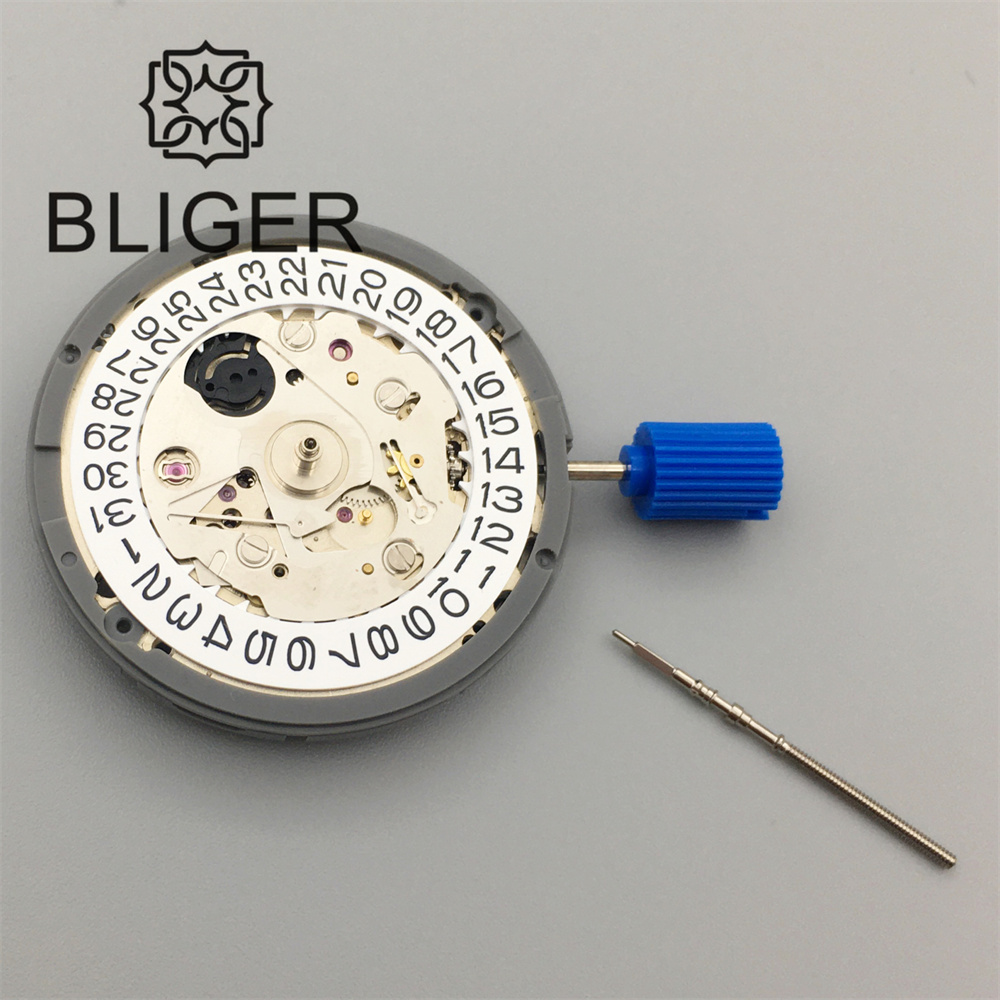 BLIGER-Montre mécanique automatique pour homme, mouvement de la couronne NH35A, réglage de la date en or, haute précision, noir, bleu, blanc, vert, 3,0, 3,8: WHITE