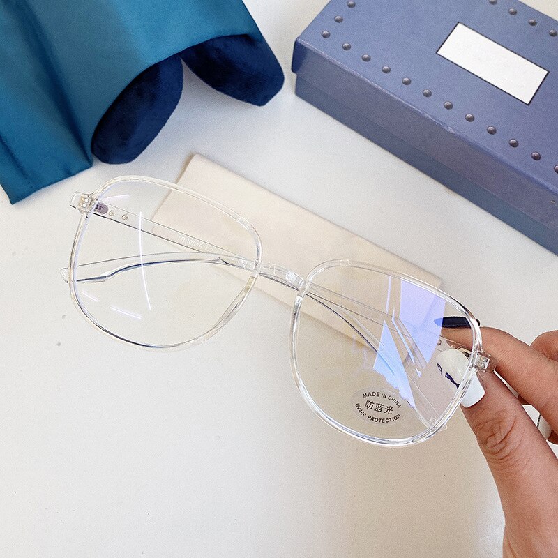 Kvinder brillestel vintage firkantet stel optiske briller anti blåt lys briller transparent computer brille stel: Gennemsigtig