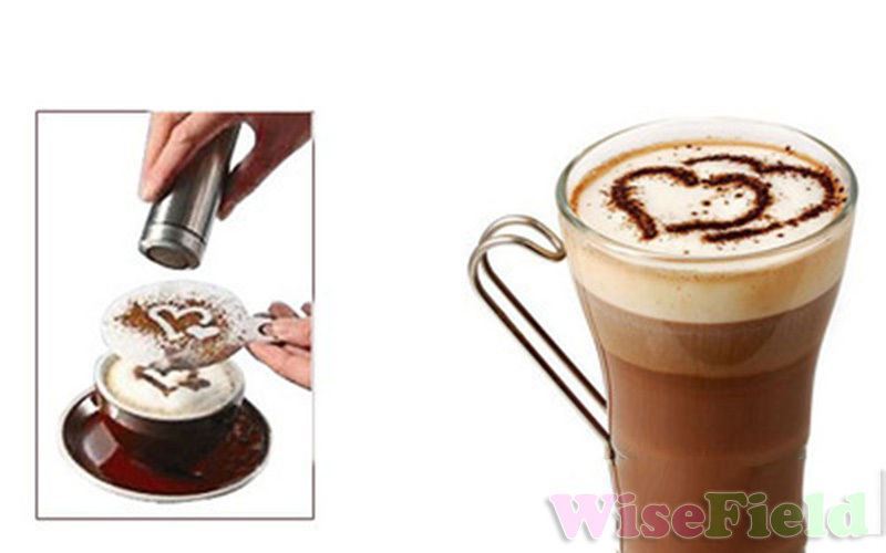 Matrice de dessin de café, modèle d&#39;impression fantaisie, Cappuccino en Spray, pochoirs à café, outils, plumeau Barista WFEU, 16 pièces