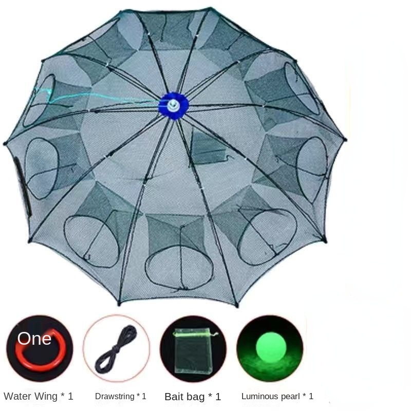 Fish Net Shrimp Cage Multi Specification Moving Net Folding Fishing Lobster Net Umbrella Cage Fishing Gear Pratical: 10 holes