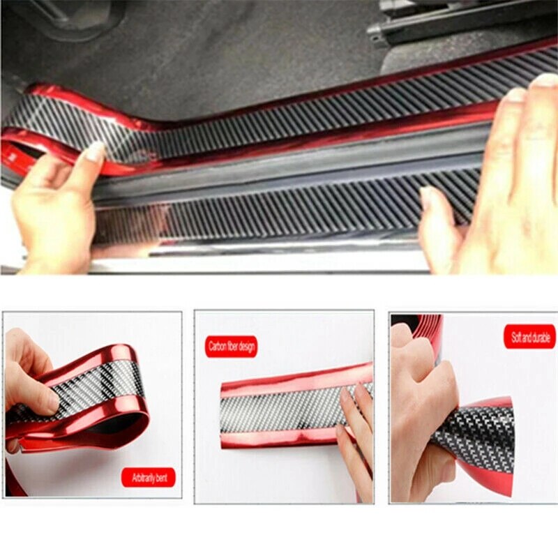 Auto Stickers Anti Scratch Deurbeschermer Rubber Strip Koolstofvezel Auto Drempelbescherming Bumper Film Sticker Auto Styling