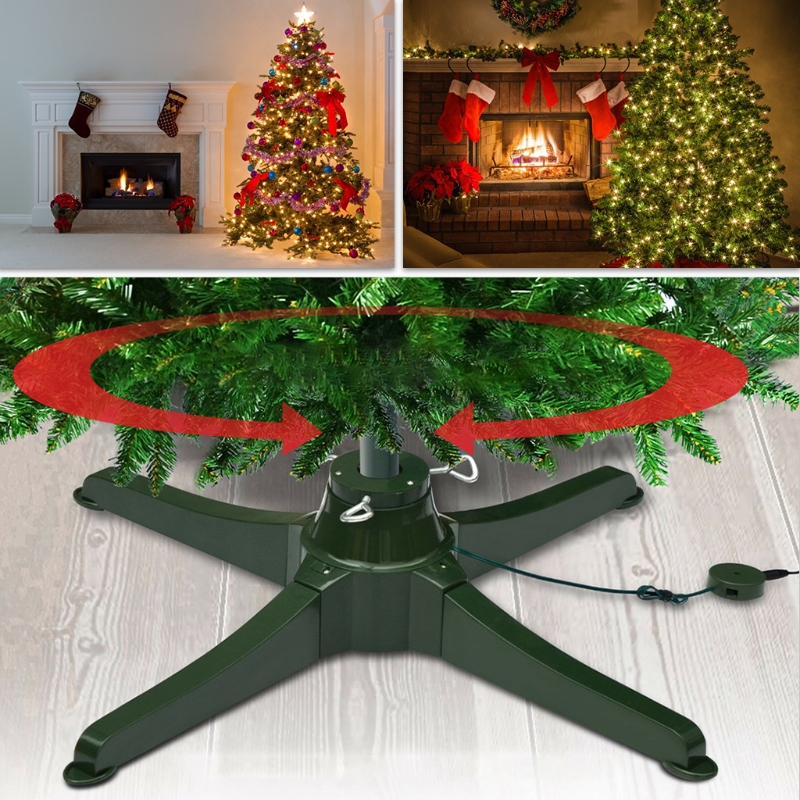 Rotating Christmas Tree Stand Artificial Trees Base Bracket Bottom Holder Electric Rotating Indoor Outdoor Home Items