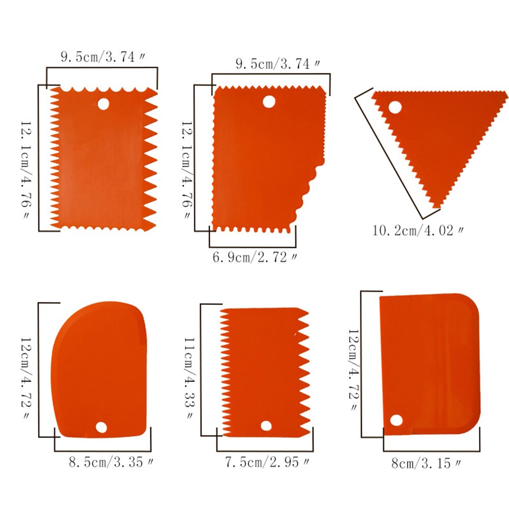 6 stks/set Cake Schraper Rand Decorating Koken Cutters Set Kam & Icing Soepeler voor Brood Deeg Fondant Tool