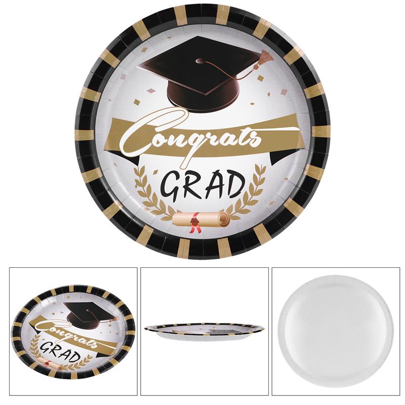 Amosfun 30 stuks ronde wegwerp papieren borden feestbenodigdheden dinerborden wegwerpborden papieren borden afstudeerfeestbenodigdheden