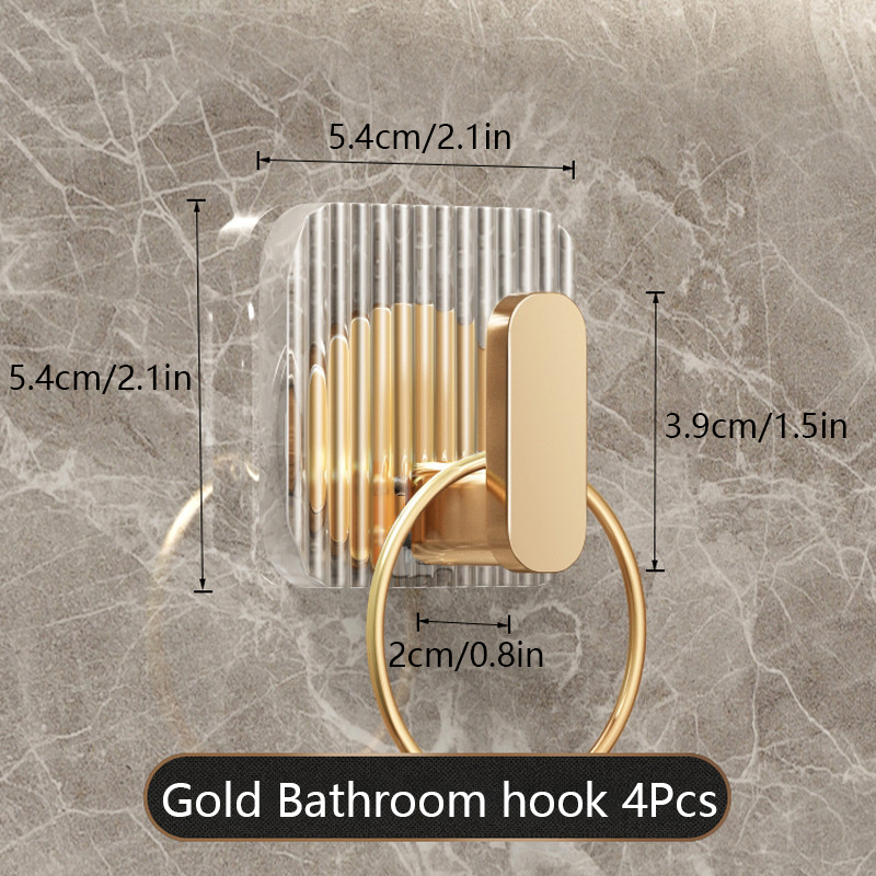 1/4 Stuks Zelfklevende Wandhaken Acryl Badkamer Haken Voor Opknoping Waterdichte Luxe Zelfklevende Haak Handdoekhouder Woonaccessoires: Brons