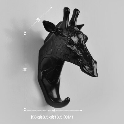 3D dierenkop muur haken Goud Herten muur haak woonaccessoires resin coat hook pared Haken voor badkamer: black giraffe