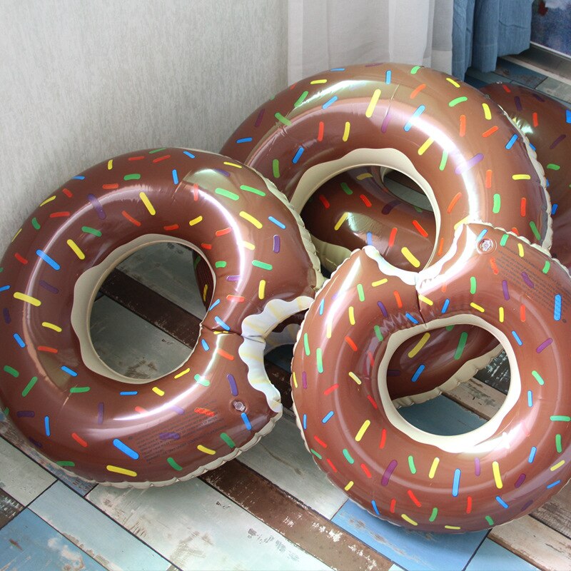 Donut-flotador inflable gigante para piscina, colchón inflable de juguete de agua para verano, en la playa, 60-120: 80 brown