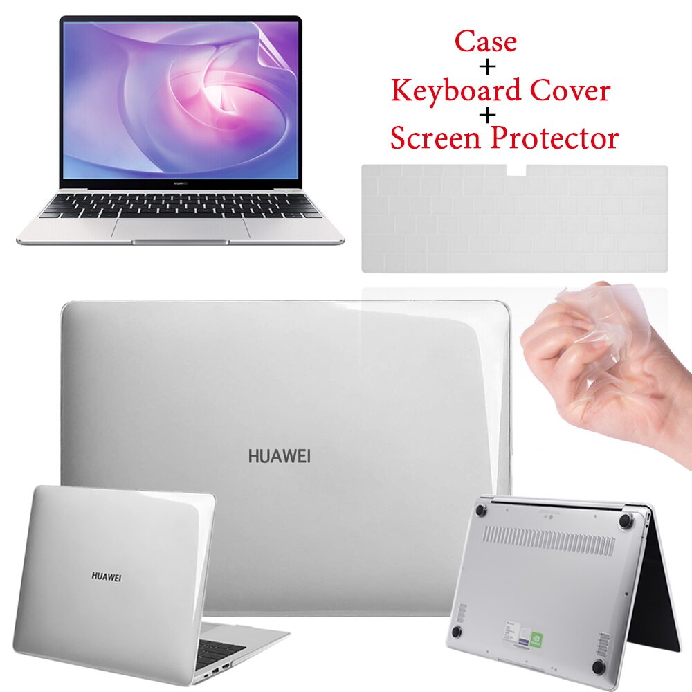 Funda de portátil para Huawei MateBook D14/D15/13/14/X Pro 13,9/X /MagicBook 14/15/Pro 16,1, película de teclado y Protector de pantalla: clear / MateBook 14