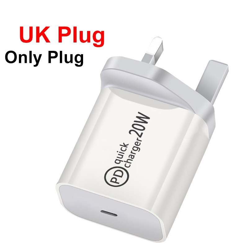 Szybka ładowarka 20W PD ładowarka USB C dla IPhone 12 Pro Max USB szybka ładowarka PD QC 3.0 type-c USB C telefon ścienny ue US type-c wtyczka: UK plug