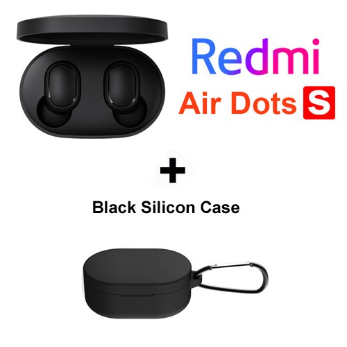 Original Xiaomi Redmi Airdots S Bluetooth Kopfhörer TWS kabellos Headset Mic Freihändiger Ohrhörer AI Kontrolle Lärm Reduktion: airdots S Schwarz Fall