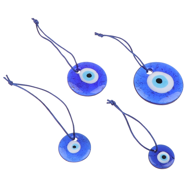 Lucky Multiple Sizes Turkish Greek Evil Blue Eye Charm Pendant Blue Lamp Work Glass Car Home Amulet Kabbalah