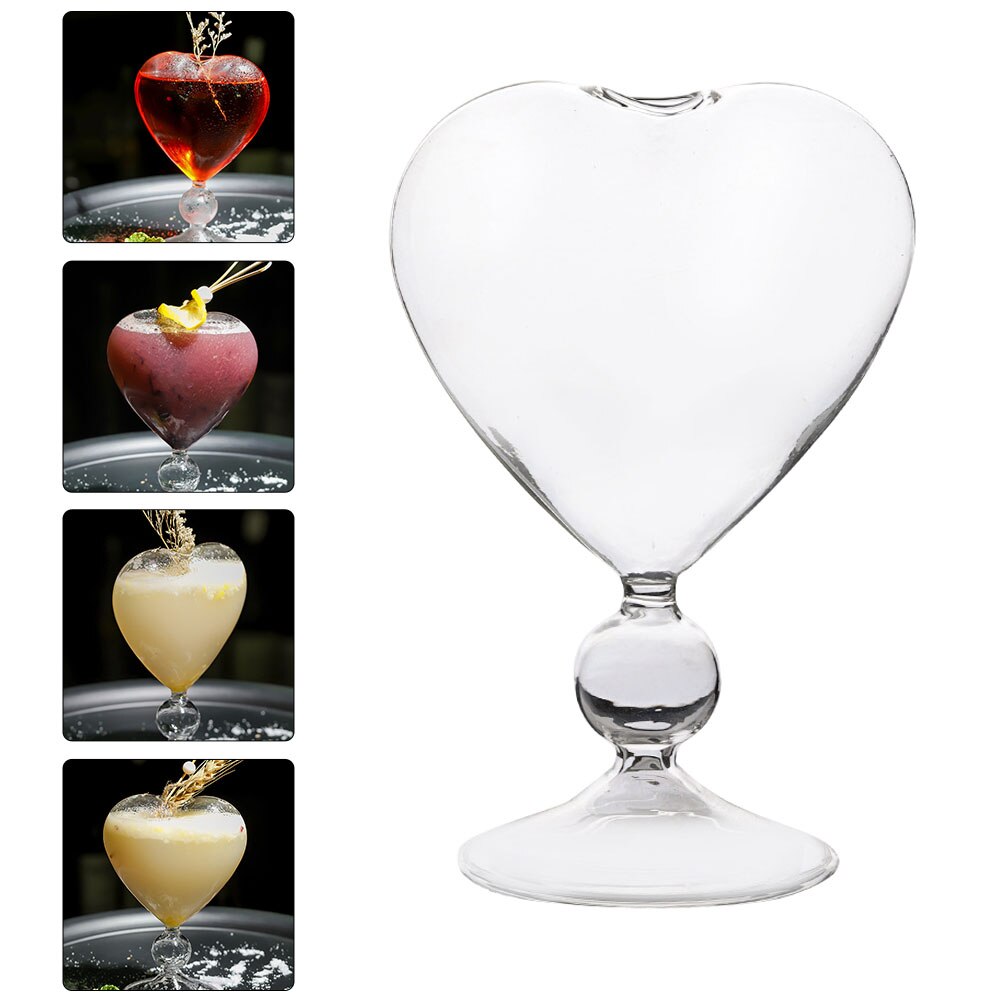 1PC Love Heart Cocktail Cup Heart-Shaped Glass Wine Cup Love Cocktail Glass Heart Shaped Glass Wine Glass Goblet