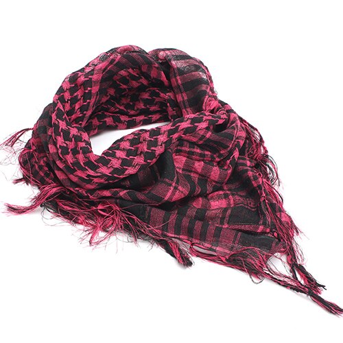 Unisex sjaal lichtgewicht geruit kwastje arabische woestijn shemagh keffiyeh sjaal wikkel pashmina geruit patroon groot warm keeper herfst: Felroze