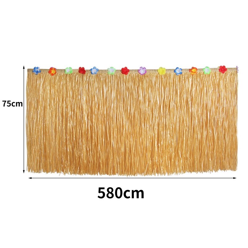 Hawaiian Straw Table Skirt , Raffia Fringe Party Decoration for Graduation Ceremony or Costume Party