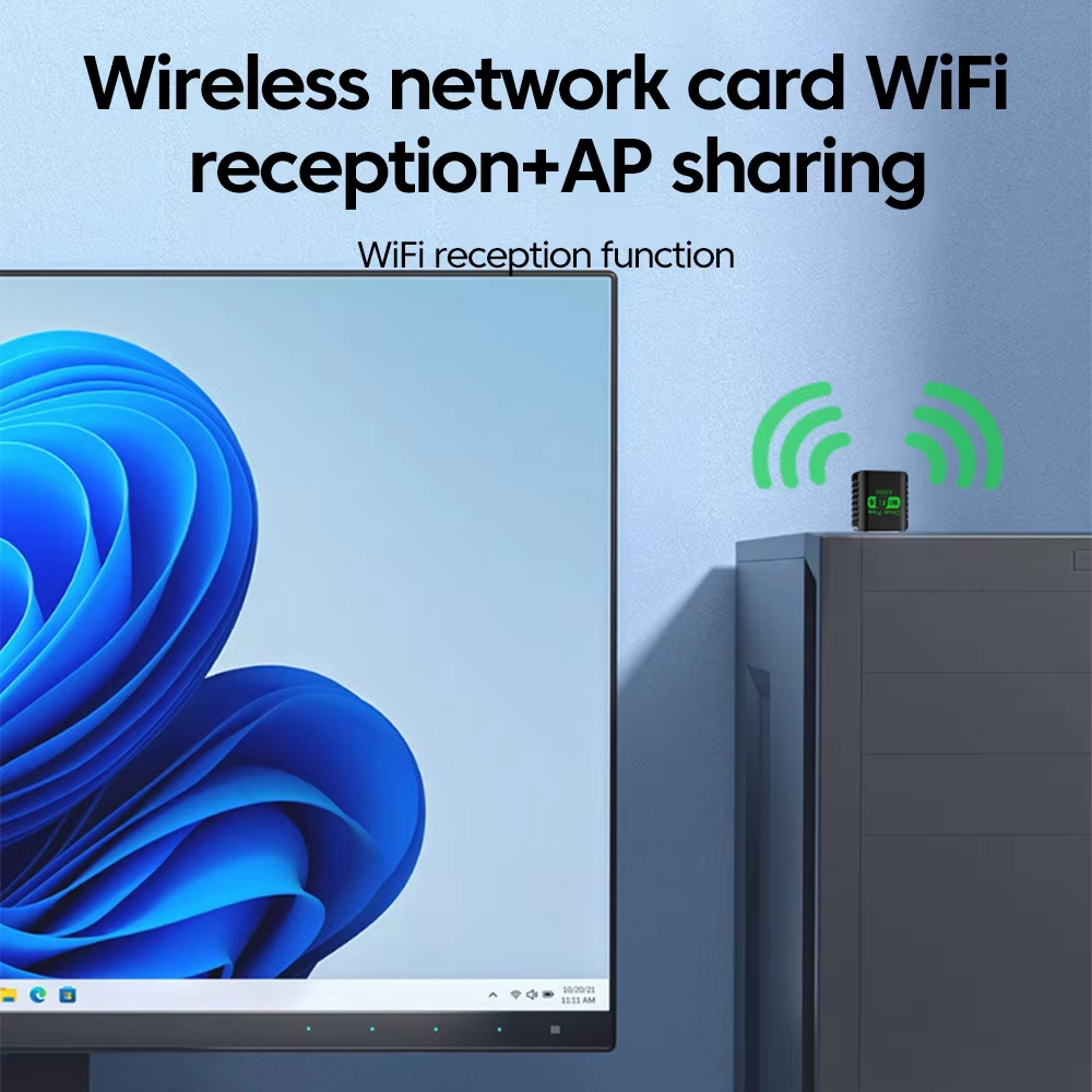 900Mbps WiFi USB Adapter 2 in 1 Bluetooth 5.4 Wifi 6 Network Card 2.4G/5Ghz WiFi Lan Receiver For PC/Laptop Win10/11 Driver Free