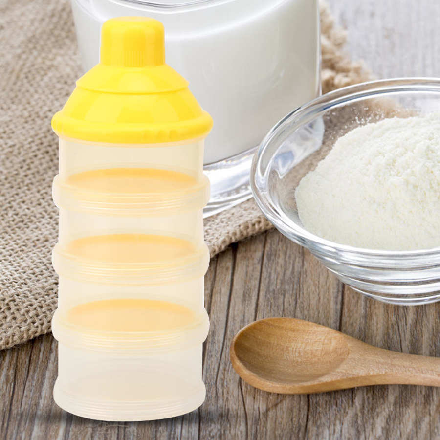 Baby Milk Powder Dispenser 2pcs 4 Layers Infant Milk Container Infant Four Grid Feeding Food Box Portable Formula Dispenser Box