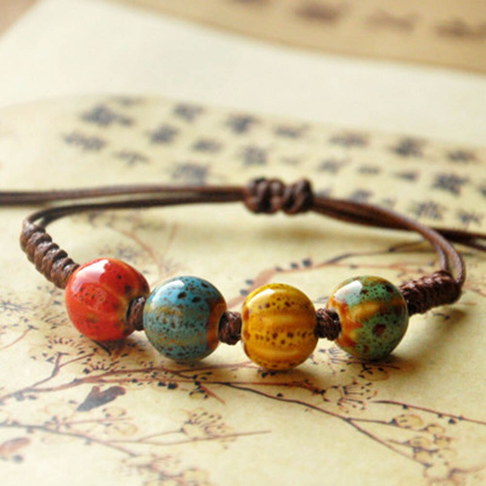 Vintage Kralen Armband Handgemaakte Geweven Elegante Armbanden Geometrische Bloem Glazuur Kralen Armband Voor Vrouwen Mannen Sieraden