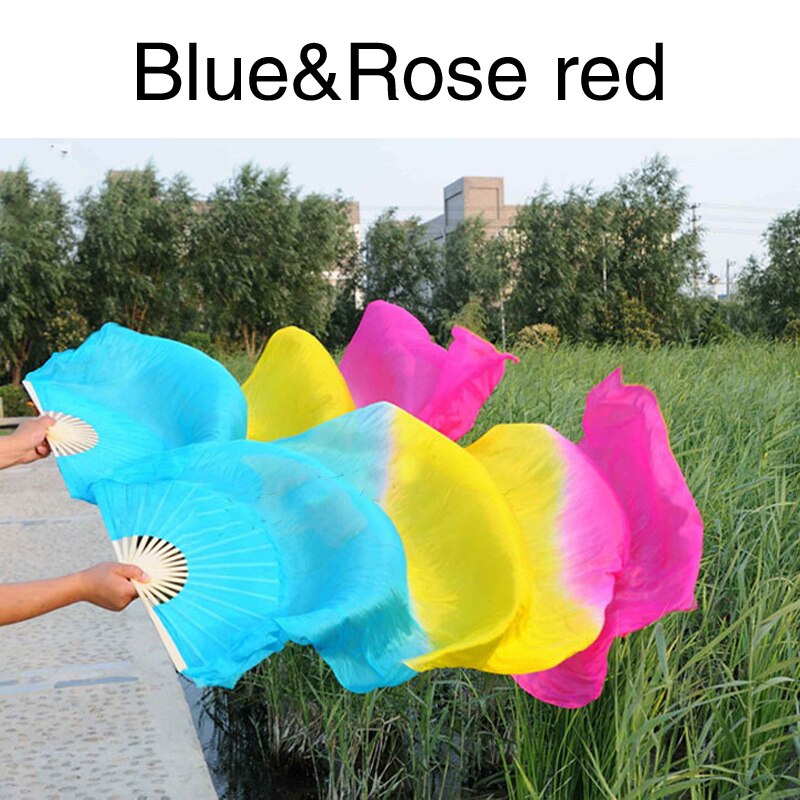 Regenbogen die Seide Fans tanzen Fan Bauchtanz Schleier Fans Handheld Bambus Fan Leistung Tanzen Faltbare Lange Fans Hause Dekoration: 04