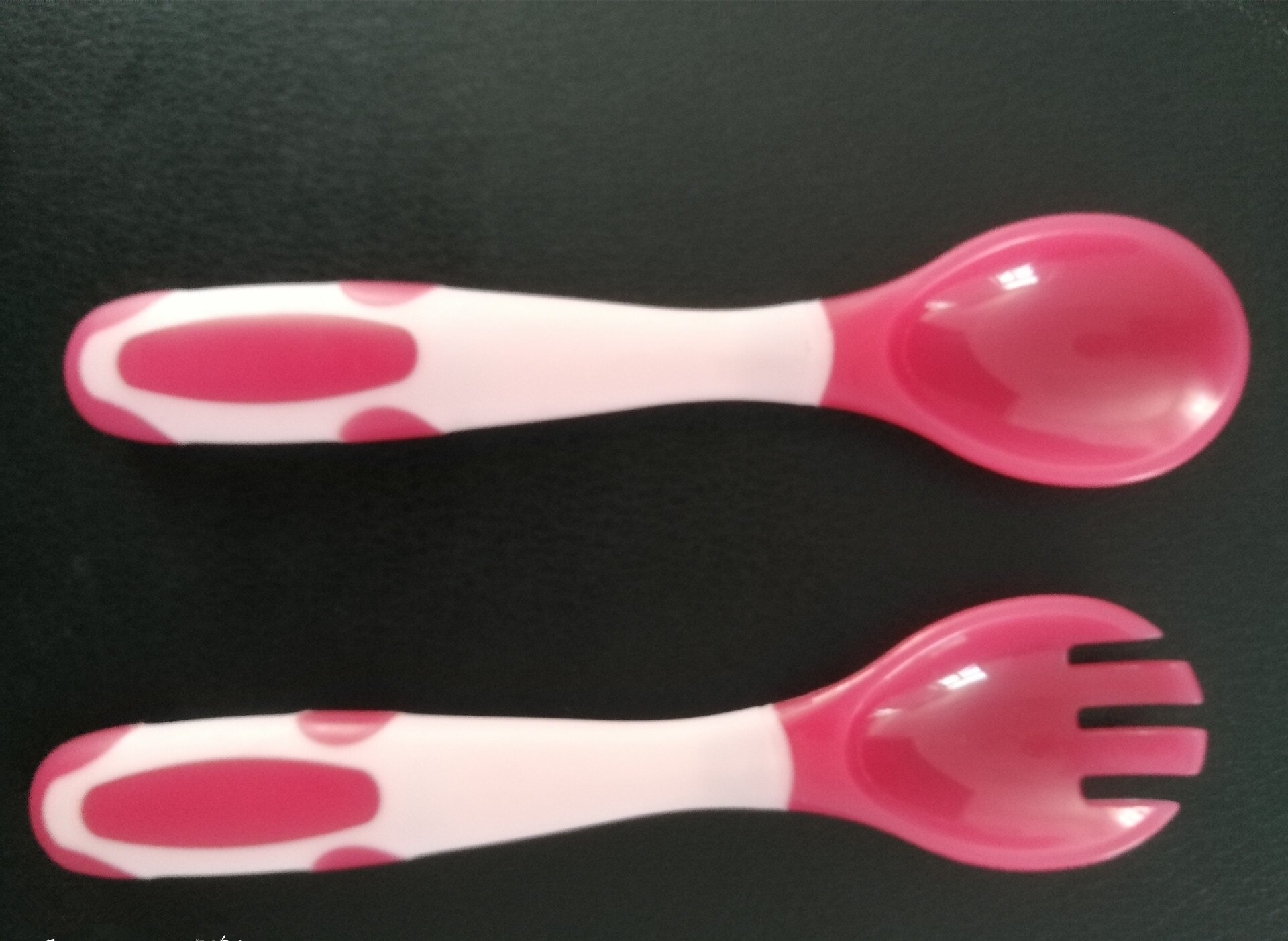 Baby Silicon Spoon Fork With Case Baby Safety Temperature Heat Sensing Feeding Spoon Kids Children Flatware Feeding Spoons: Red(no case )