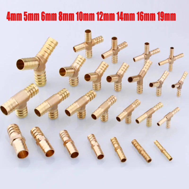 1 pcs 4mm-19mm Brass Fitting Coppers Pagoda Connector Pipe Fittings 2 3 4 Way Straight/L/Tee/Y/Cross For Gas/Water Tube