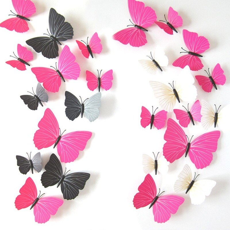 12 Stks/set Kleurrijke 3D Vlinders Muursticker Mooie Vlinder Sticker Met Magneet Voor Kid Kamer Muurstickers Home Decoratie