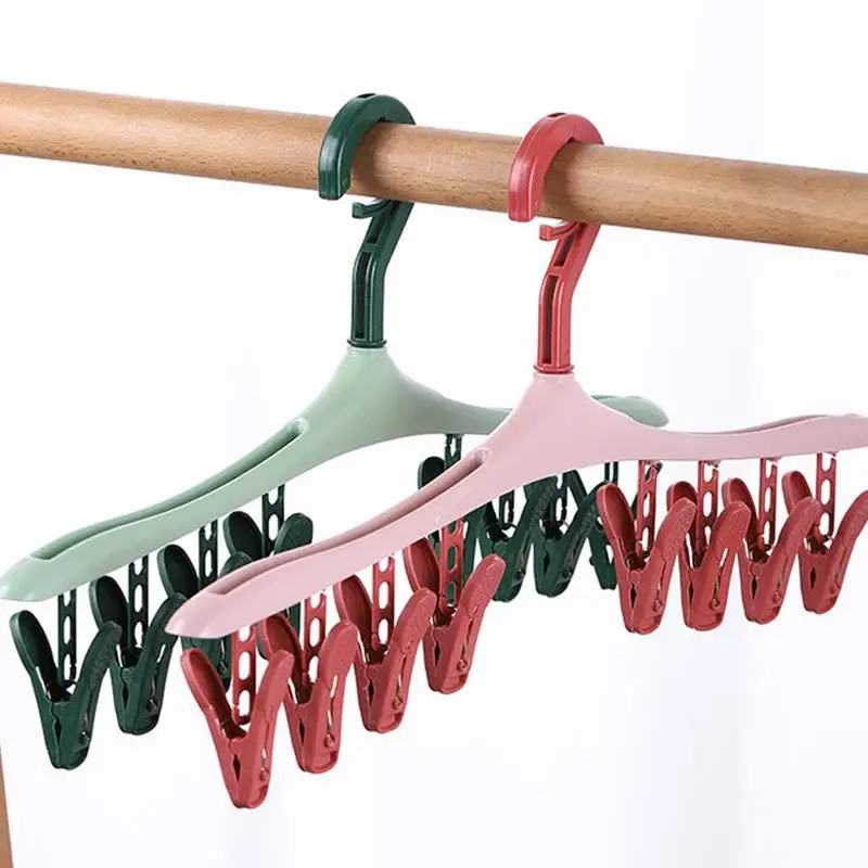 8Clips Clothes Drying Hanger Windproof Underwear Socks Drying Rack Hanger Multifunction Clothes Hanger