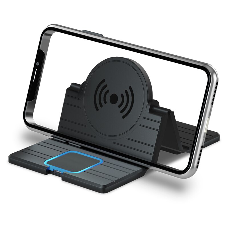 15W Wireless Car Charger Pad Siliconen Folding Fast Charging Dock Station Mount Antislip Car Dashboard Houder Stand voor Iphone Xr
